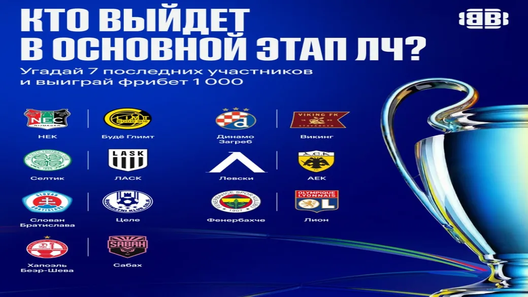 Фрибет BetBoom: 1000 ₽ за прогноз квалификации ЛЧ