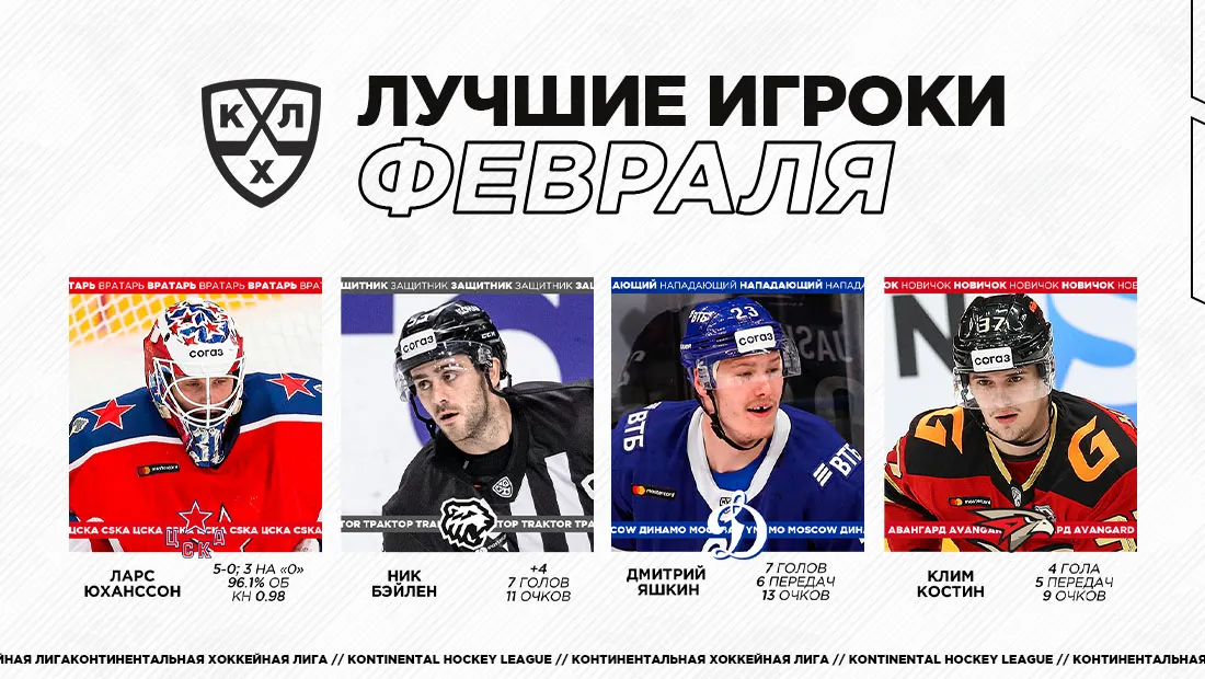 КХЛ назвала лучших игроков лиги в феврале