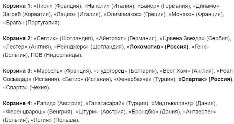 Жеребьевка Лиги Европы