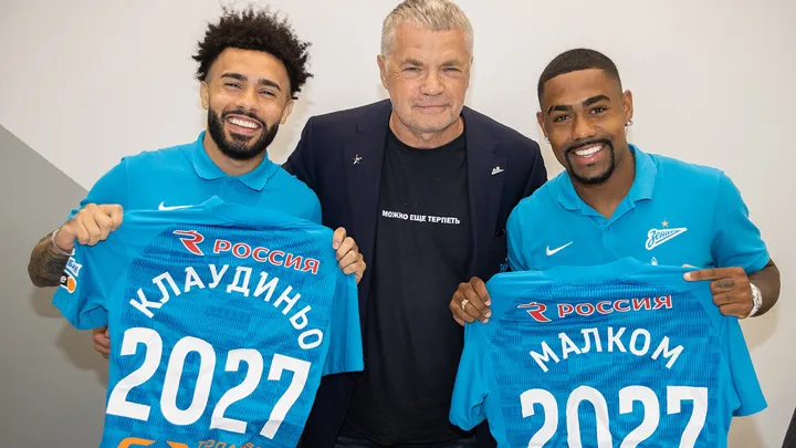 Малком и Клаудиньо после продления контрактов. Фото: ФК Зенит