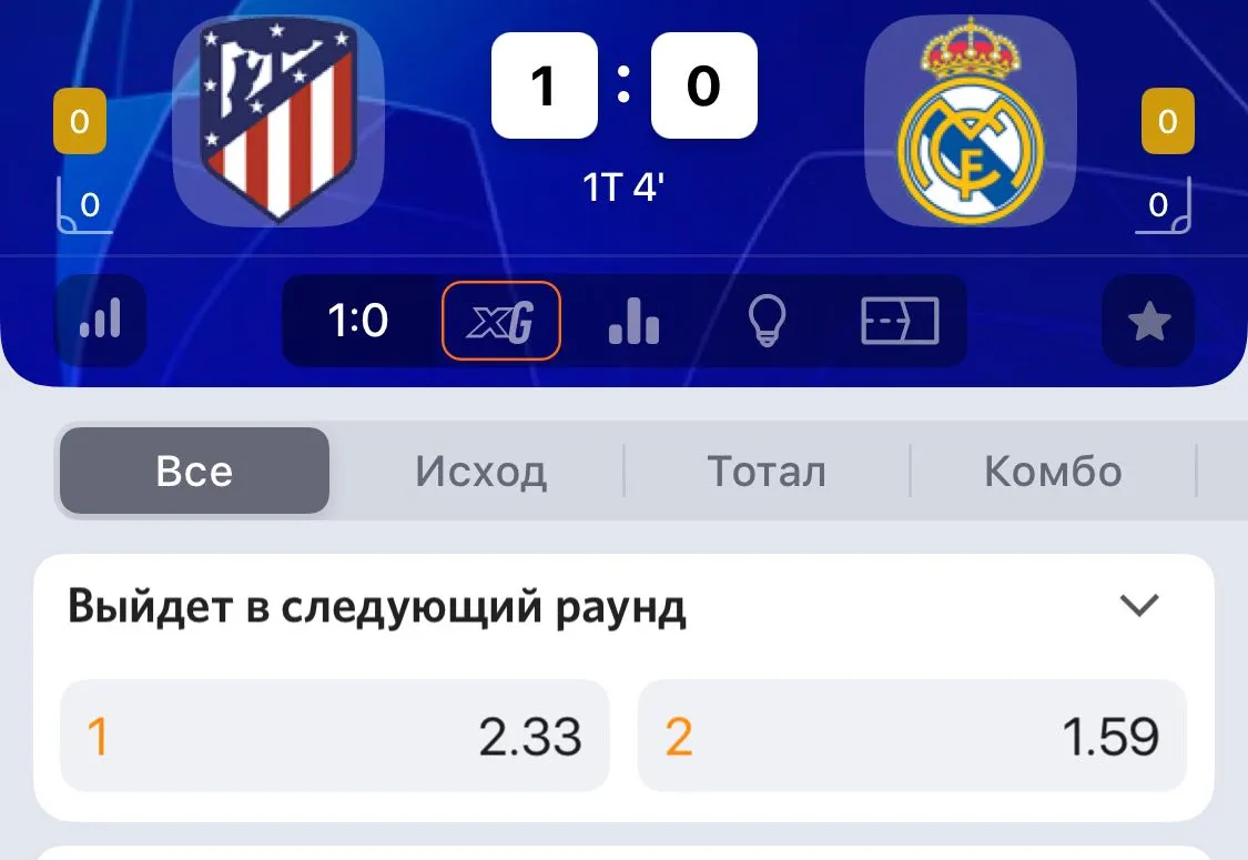 Коэффициенты на «Атлетико» – «Реал»
