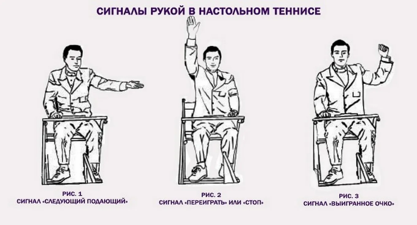 Жесты судей в настольном теннисе