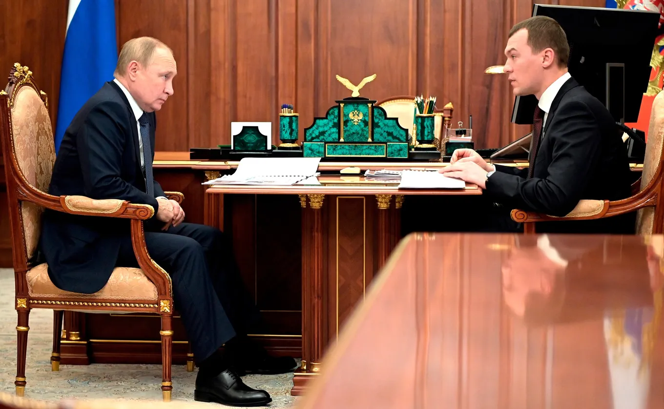Михаил Дегтярёв на приёме у Владимира Путина. Фото: kremlin.ru