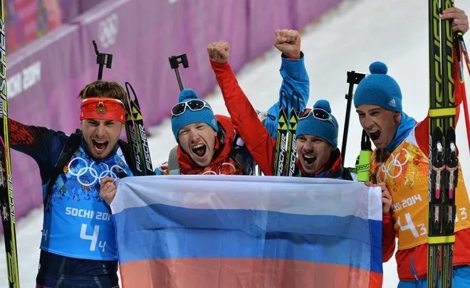 Победа российских биатлонистов на Олимпийских играх в Сочи