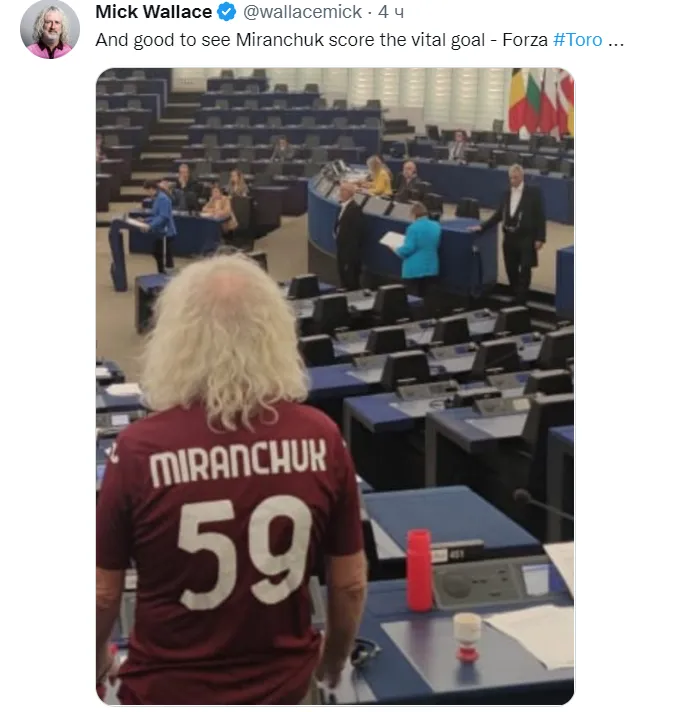 Мик Уоллес на заседании Европарламента