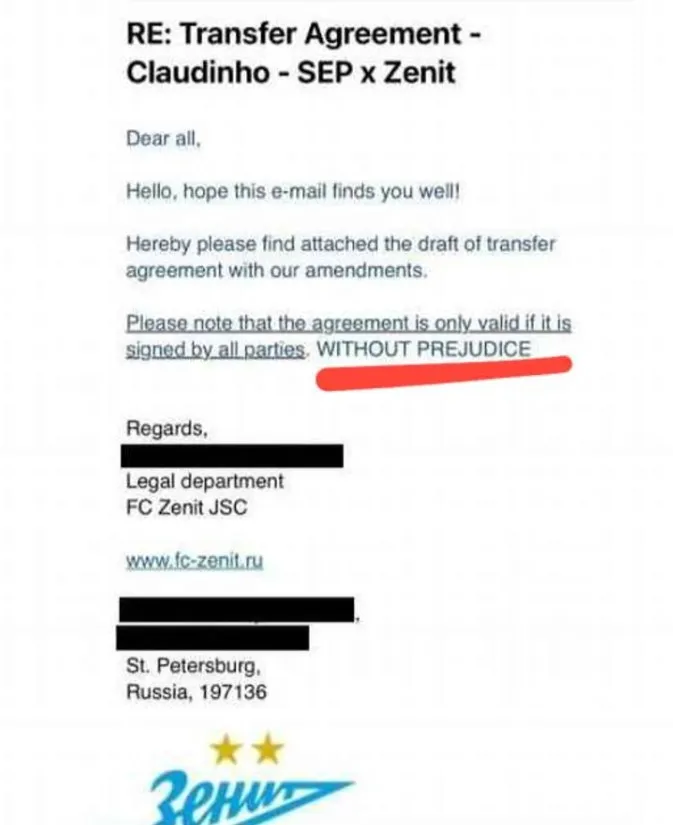 Трансферное соглашение «Зенита» и «Палмейрас» по Клаудиньо