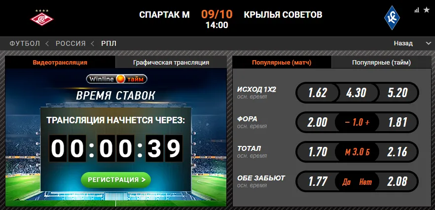 Винлайн «Спартак» – «Крылья Советов»