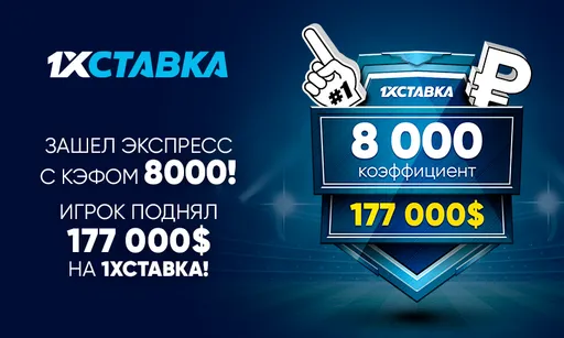 Клиент «1xСтавка» выиграл более 12,5 млн рублей на экспрессе из 20 событий