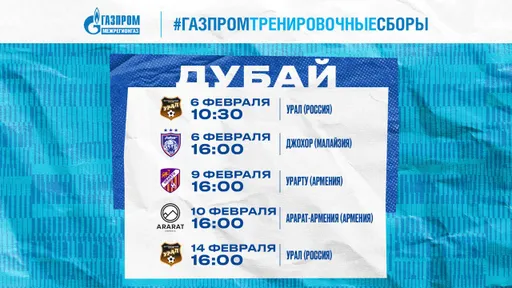 Стали известны соперники «Зенита» на сборах в Дубае