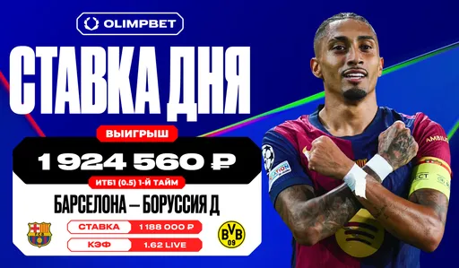 Клиент OLIMPBET выиграл почти 2 млн рублей на матче «Барселоны» и дортмундской «Боруссии» в Лиге чемпионов