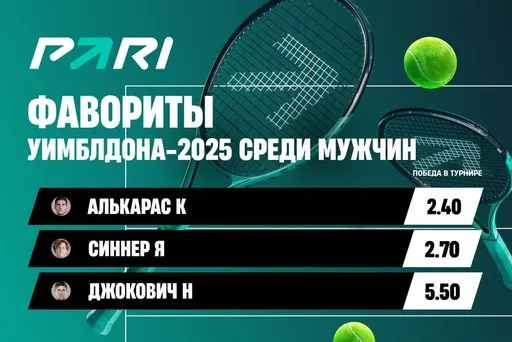 PARI: Синнер, Алькарас и Джокович — главные фавориты Уимблдона 2025