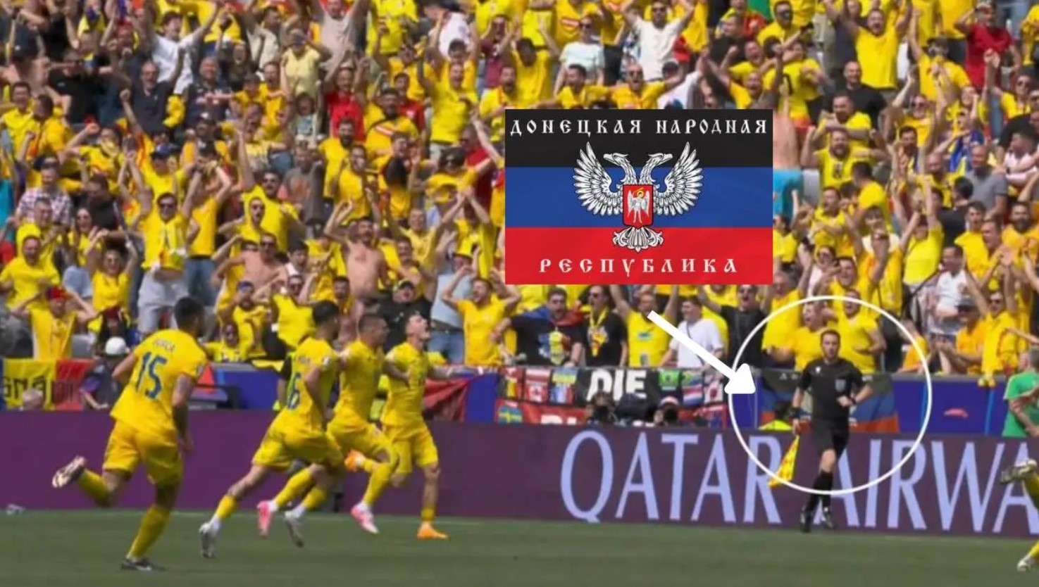 Распространившиеся в сети фото якобы с флагом ДНР на матче Румынии и Украины