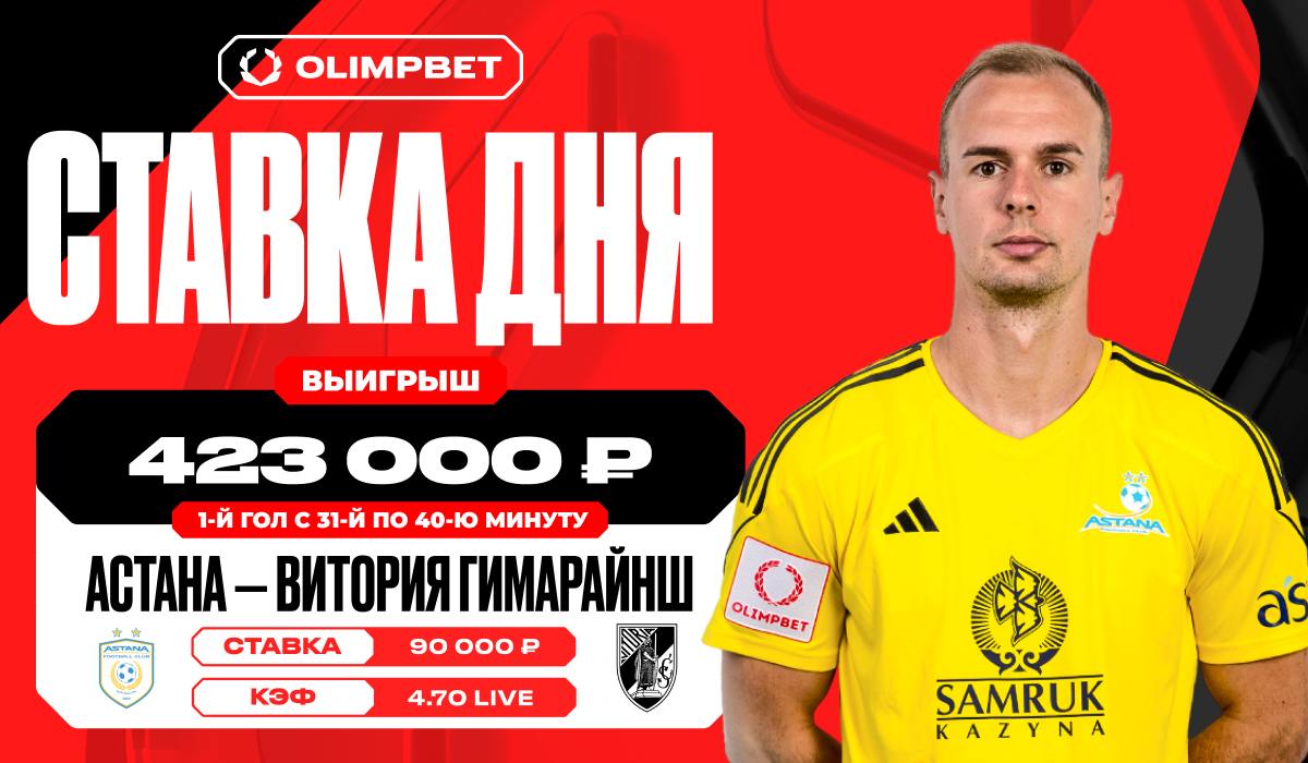 Гол «Астаны» принёс клиенту OLIMPBET выигрыш в размере 423 000 рублей